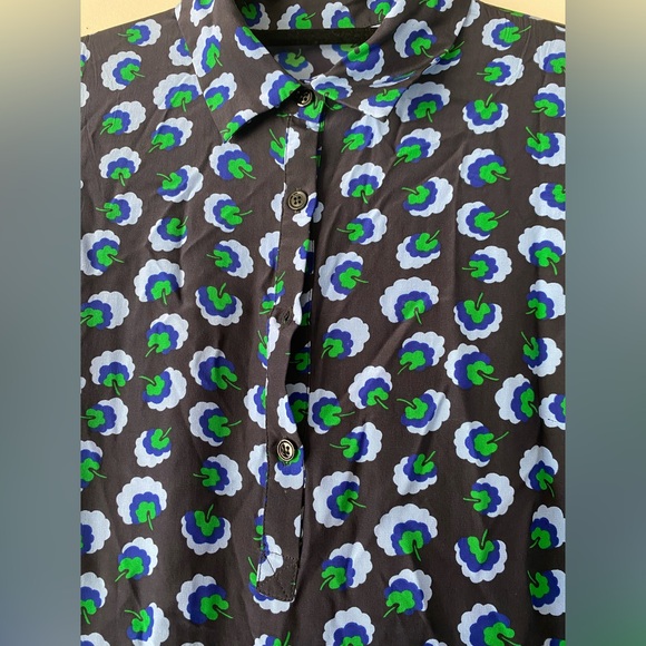 Stella McCartney Silk Shirt Dress Floral Blue Green Midi IT 38 US 2 / 4 - Picture 6 of 9
